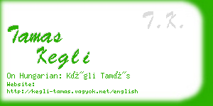 tamas kegli business card